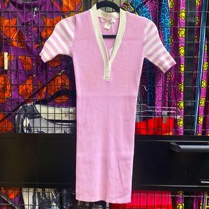 Amanda Uprichard Lavendar Ribbed Stretch Mini Dress